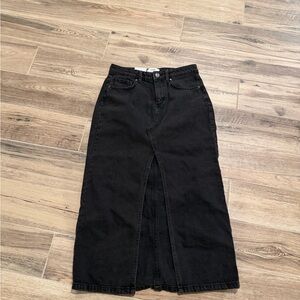 Cotton On Charcoal Black Denim Maxi Skirt